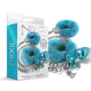 Nixie Blue Metal Plug & Furry Cuff Set