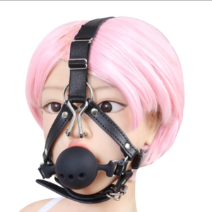 Hollow Silicone Gag with Sensory Nose Hooks