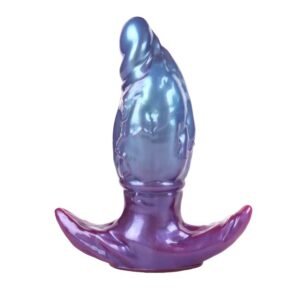 A premium silicone anal plug featuring a shimmering iridescent aurora finish, a tapered tip for easy insertion, and a wide flared safety base.