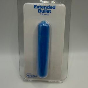BMS Factory blue extended bullet vibrator featuring 3 speeds and a waterproof design