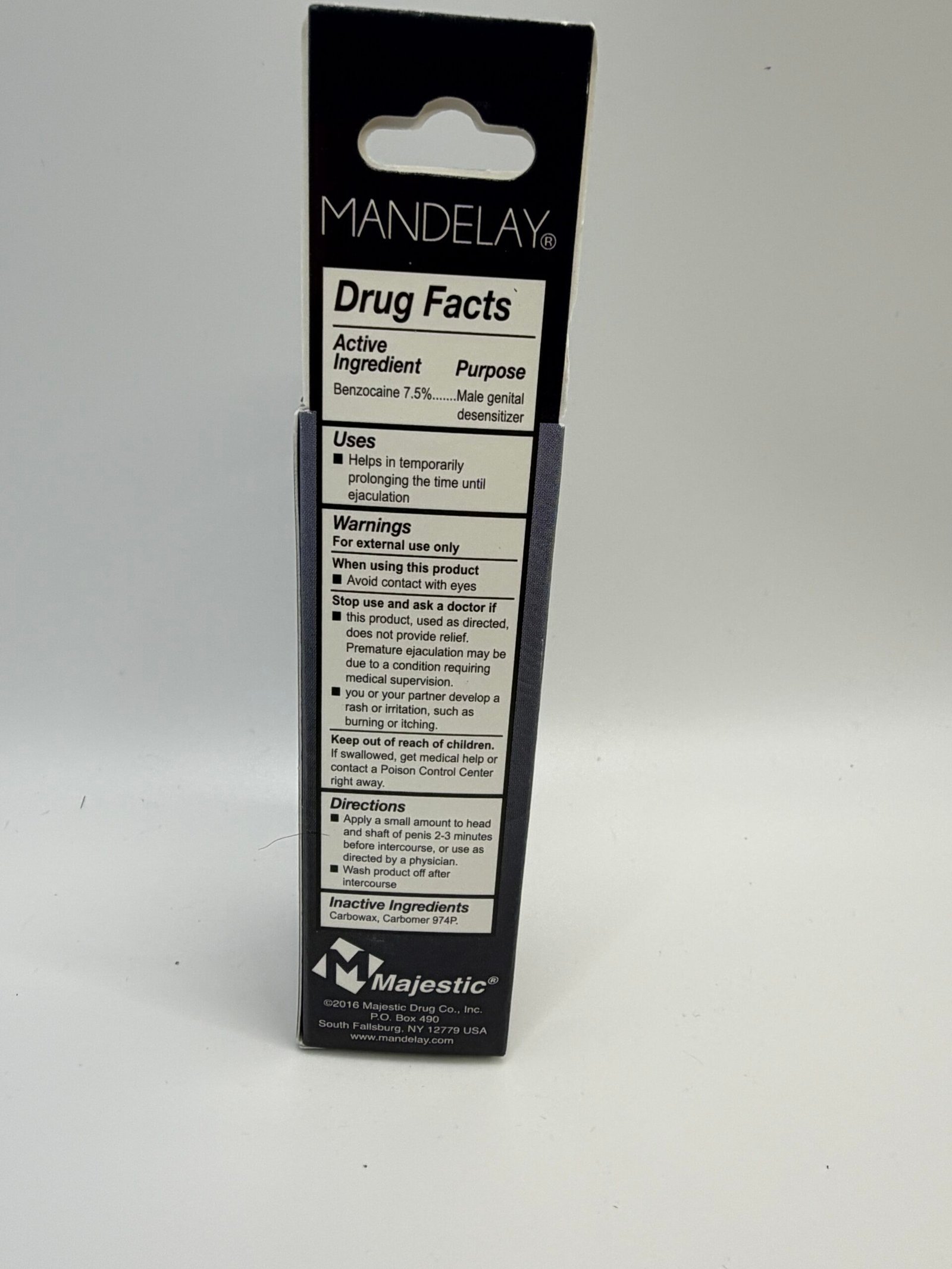 Mandelay Climax Control Gel in a 1.0 oz tube, a premium male genital desensitizer featuring 7.5% Benzocaine to help prolong performance
