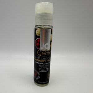 System JO Gelato flavored water-based personal lubricant in White Chocolate Raspberry Truffle flavor, 1.0 fl oz bottle.
